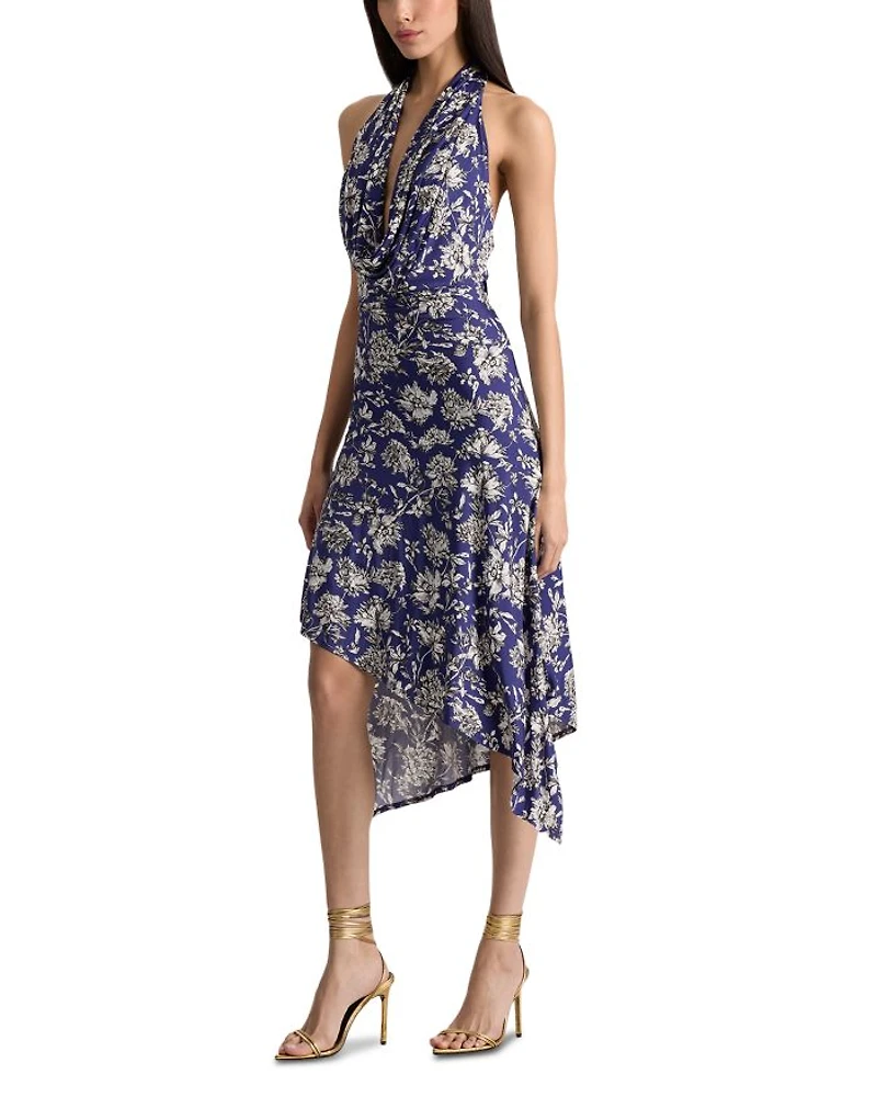 Dani Draped Cowl Neck Asymmetric Dress