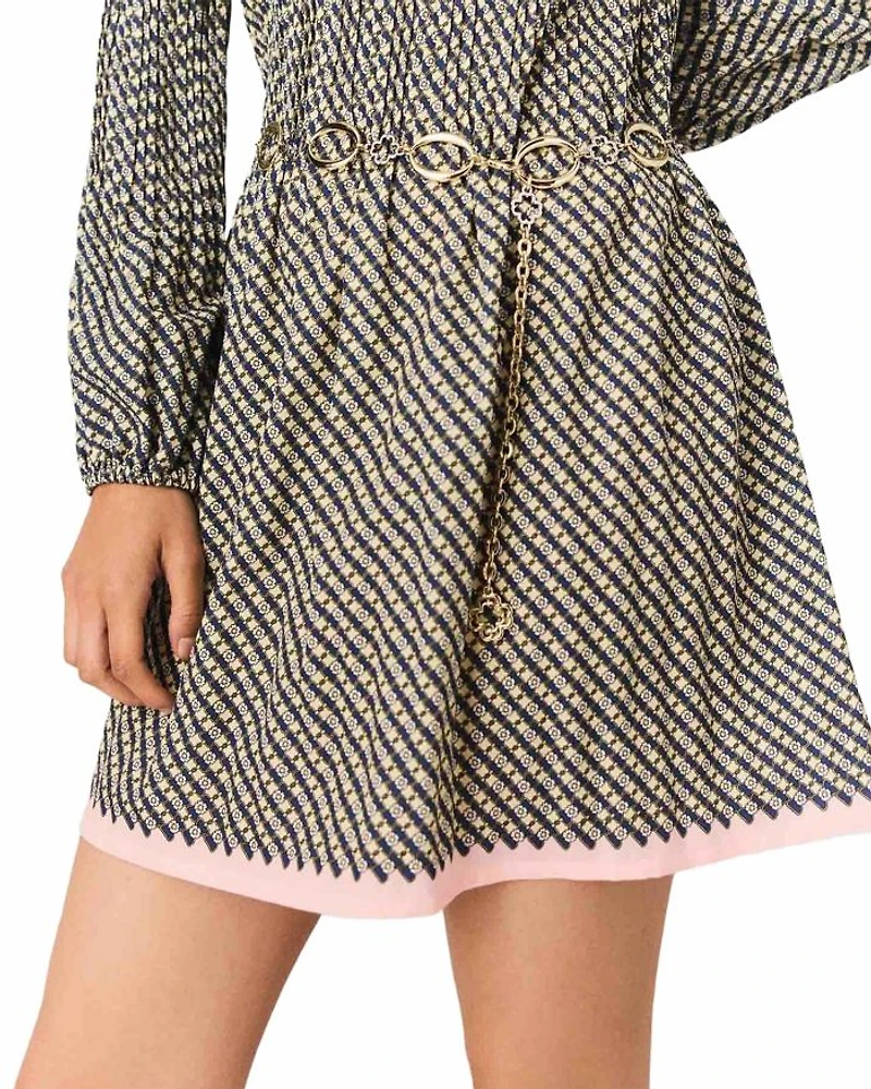 Patterned Pleated Dress