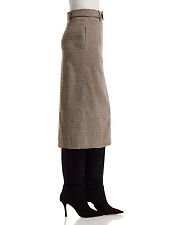 Houndstooth Belted Midi Skirt