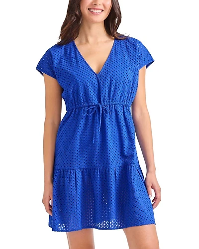 Eyelet Cove V Neck Swim Cover-Up Dress