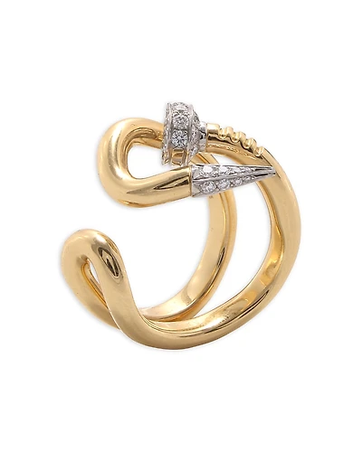 David Webb Diamond Bent Nail Ring