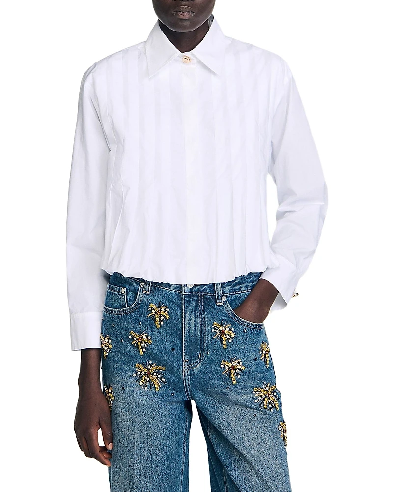 Sandro Pleated Cropped Shirt