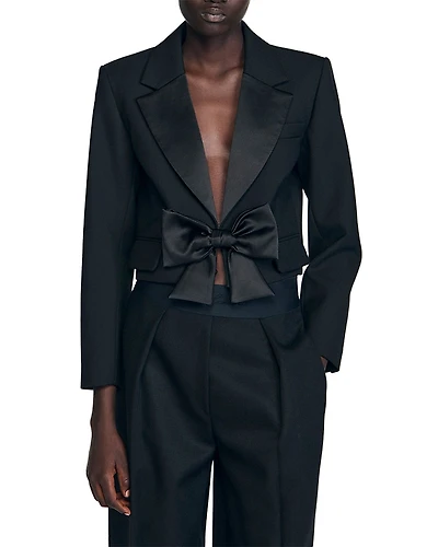 Sandro Short Satin Bow Jacket