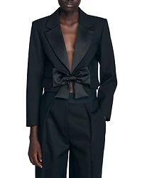 Sandro Short Satin Bow Jacket