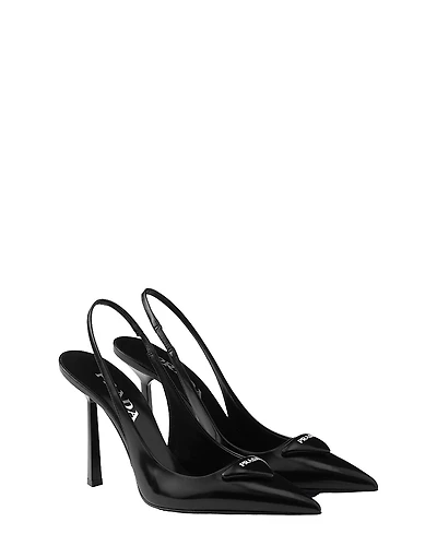 Prada Women's Brushed Leather Slingback Pumps