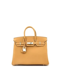 Pre-Owned HERMES Birkin 25 Handbag Brown Clemence with Palladium Hardware