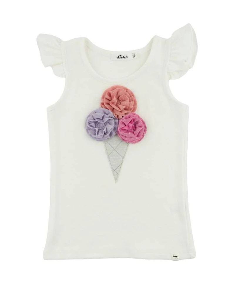 Girls' Ice Cream Bright Sparkle Applique Flutter Tank - Baby, Little Kid