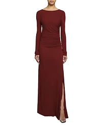 Abby Long Sleeve with Side Ruching Fluid Jersey Maxi Dress