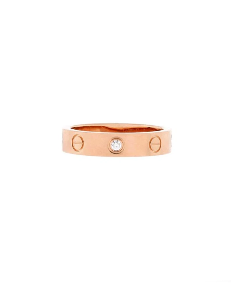 Love Wedding Band 1 Diamond Ring 18K Rose Gold with Diamond