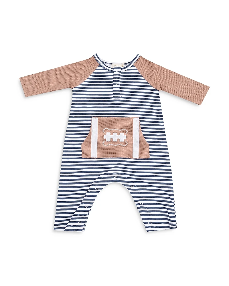 Angel Dear Boys' Football Stripes Henley Romper - Baby