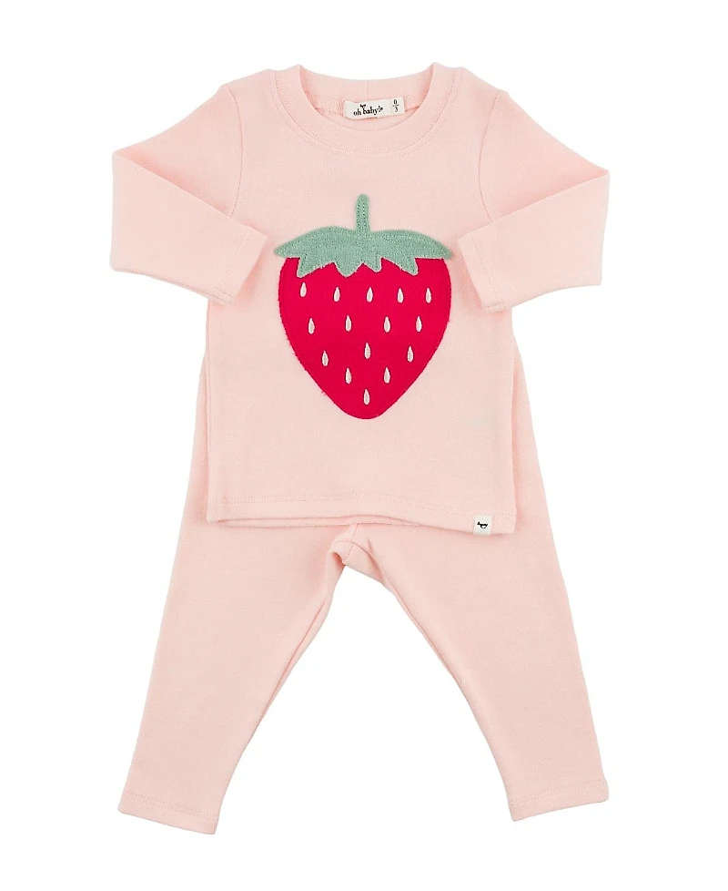 oh baby! Girls' Strawberry Berry Applique Two Piece Set - Baby