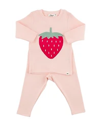 oh baby! Girls' Strawberry Berry Applique Two Piece Set - Baby