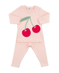 oh baby! Girls' Cherries Berry Applique Two Piece Set - Baby