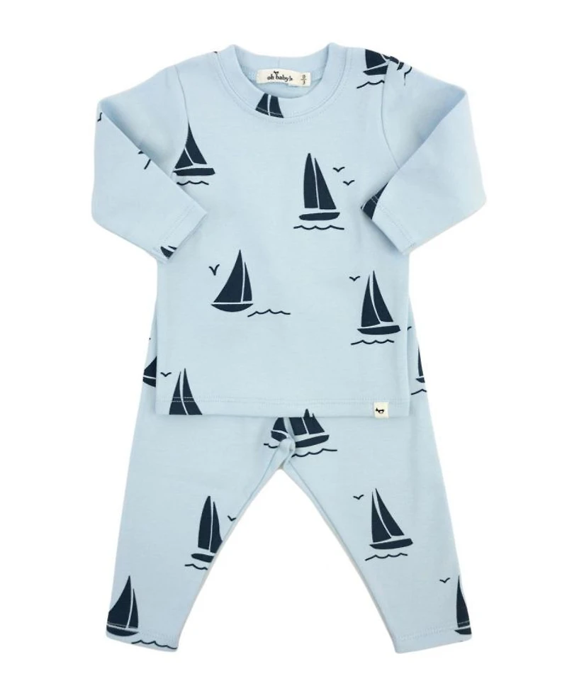 Boys' Denim Sailboat Print 2-Piece Set - Baby