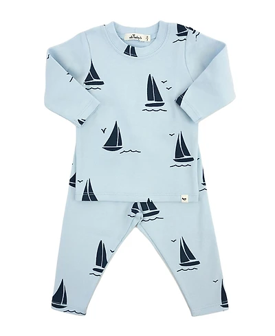 oh baby! Boys' Denim Sailboat Print 2-Piece Set - Baby