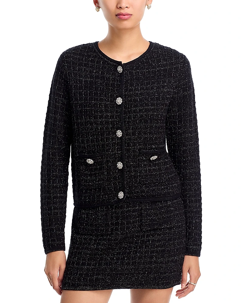 Aqua Crystal Button Cardigan Sweater - Exclusive