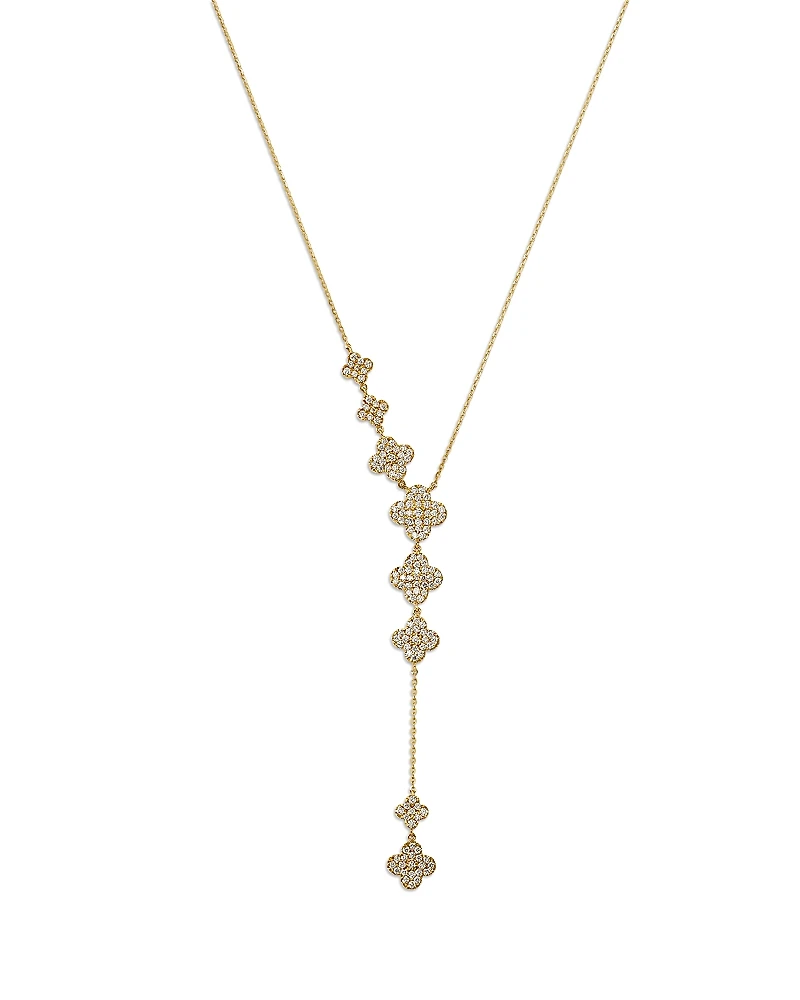 Bloomingdale's Fine Collection Pave Diamond Clover Y Necklace