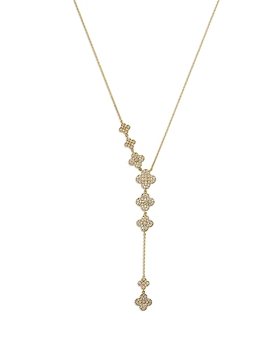 Bloomingdale's Fine Collection Pave Diamond Clover Y Necklace