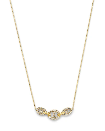 Bloomingdale's Fine Collection Diamond Triple Link Collar Necklace