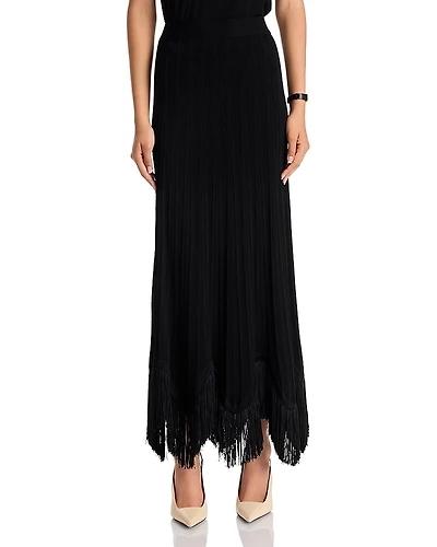 Misook x Lani Lynn Fringe Hem Ribbed Knit Maxi Skirt