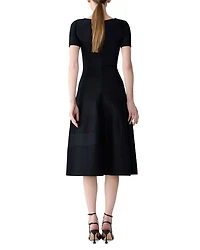 Embellished V Neck Flare Dress
