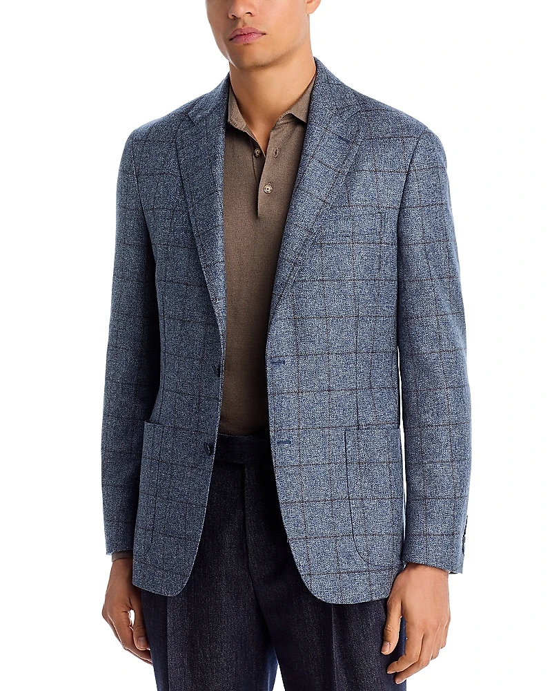 Vince Melange Windowpane Unstructured Slim Fit Sport Coat