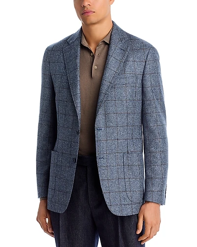 Vince Melange Windowpane Unstructured Slim Fit Sport Coat