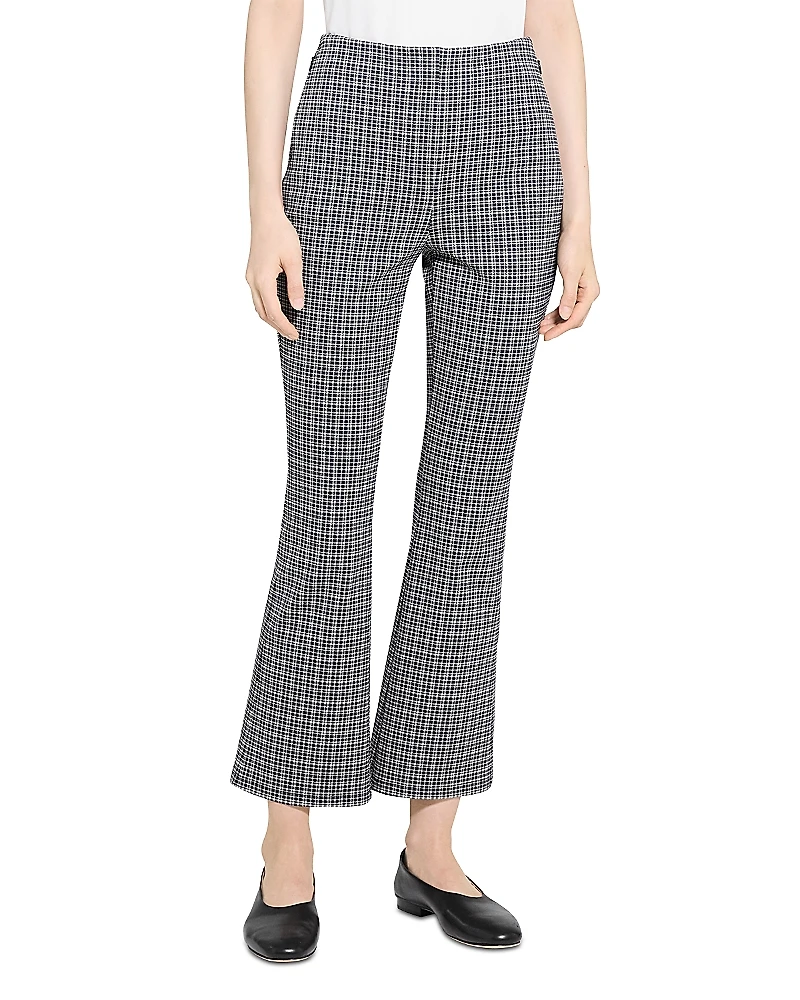 Theory Kick Flare Plaid Pants
