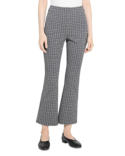 Theory Kick Flare Plaid Pants