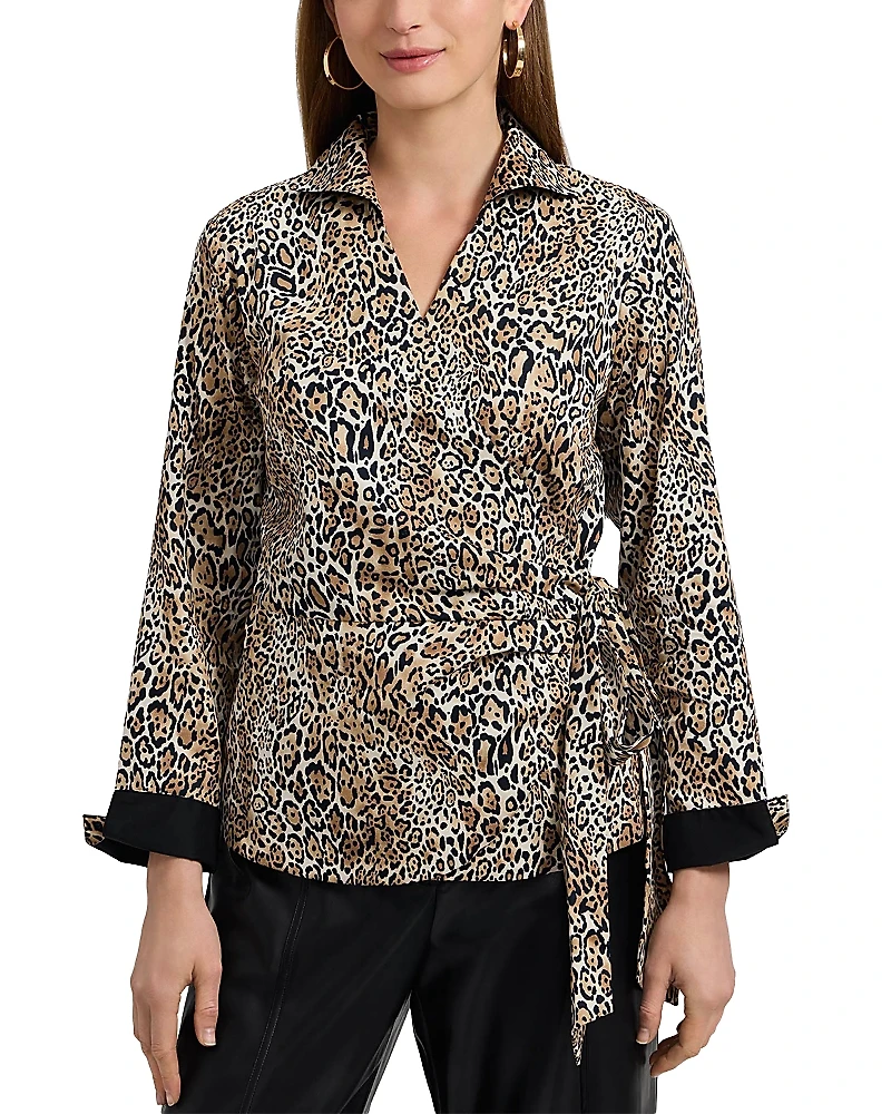 Foxcroft Salina Animal Print Blouse