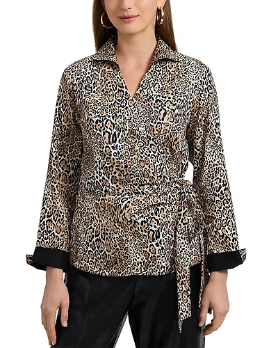 Foxcroft Salina Animal Print Blouse
