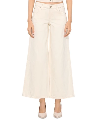 Amazing Low Rise Cropped Wide Leg Jeans Natural