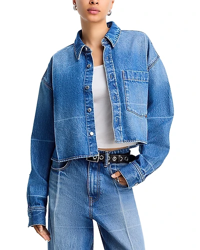 alexanderwang. t Cropped Denim Button Down Jacket