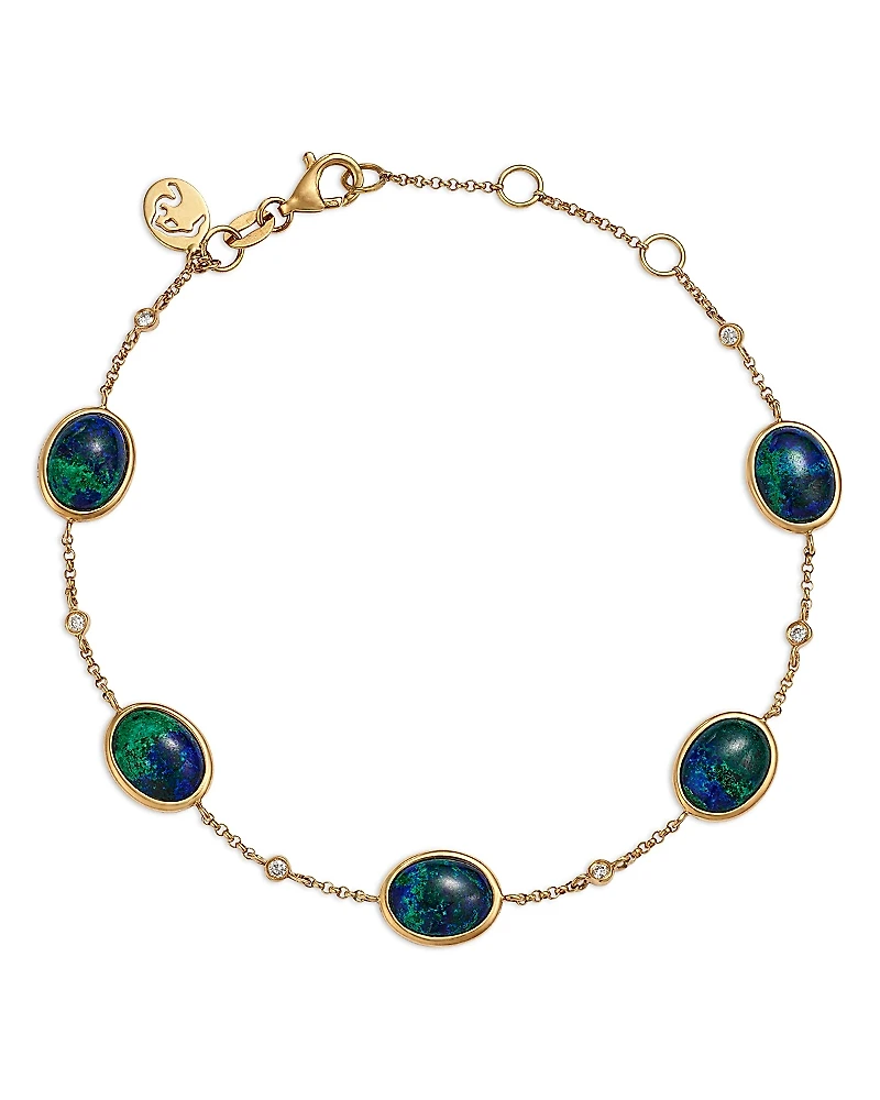 Bloomingdale's Fine Collection Azurite & Diamond Bezel Chain Bracelet