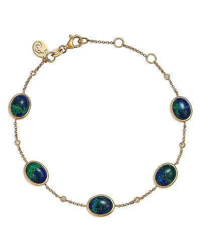 Bloomingdale's Fine Collection Azurite & Diamond Bezel Chain Bracelet