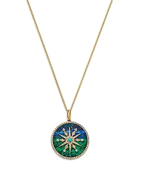 Bloomingdale's Fine Collection Azurite, Turquoise & Diamond Medallion Pendant Necklace