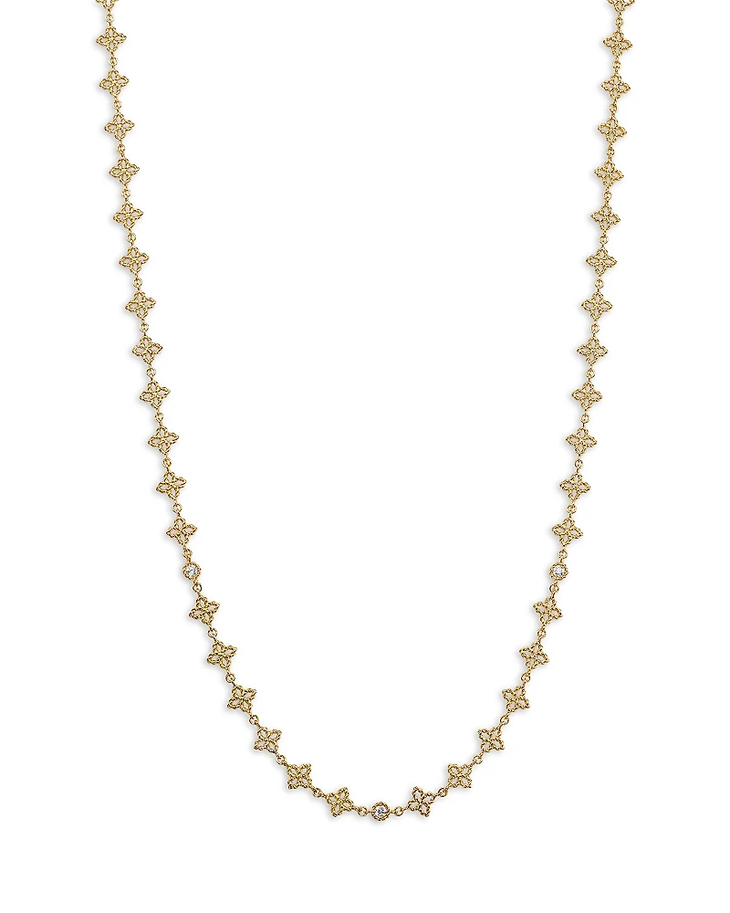 Roberto Coin 18K Yellow Gold Diamond Principessa Flower Necklace, 17
