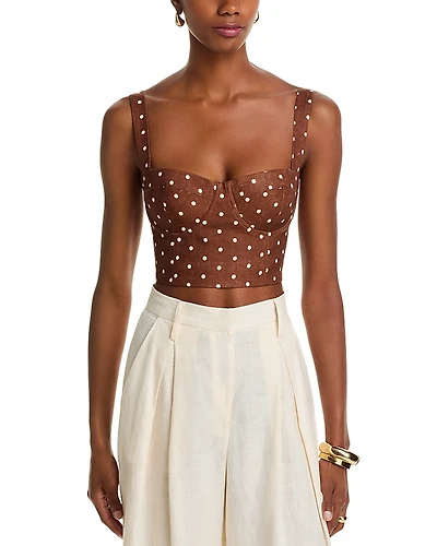 Cara Claudine Linen Bustier Top