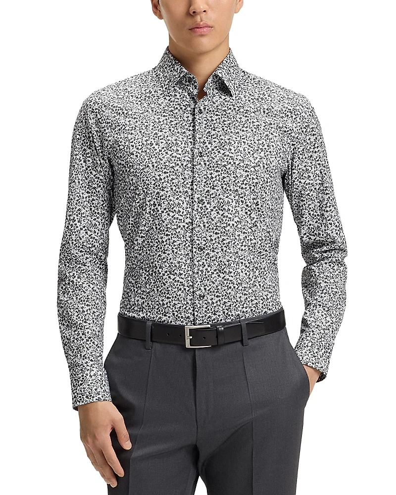 Boss Hank Slim Fit Printed Button-Front Shirt