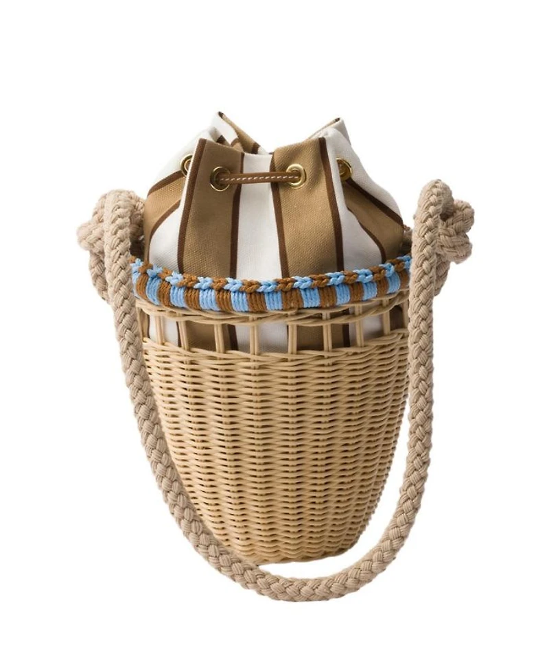Wicker Mini Bucket Bag