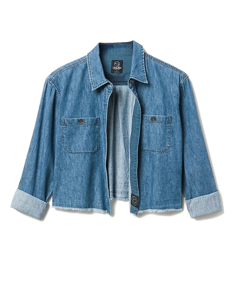 Junk Food Clothing Women's Hemp Denim Crop Shirt
