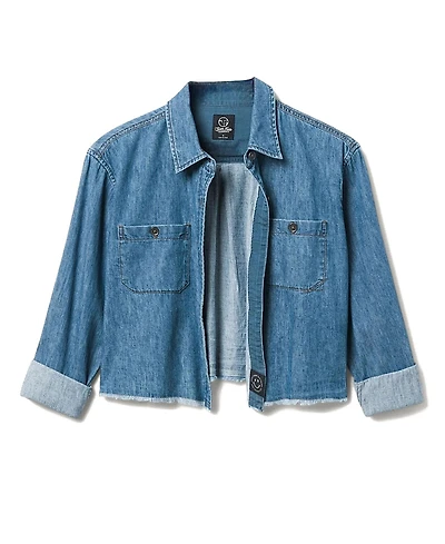 Junk Food Clothing Women's Hemp Denim Crop Shirt