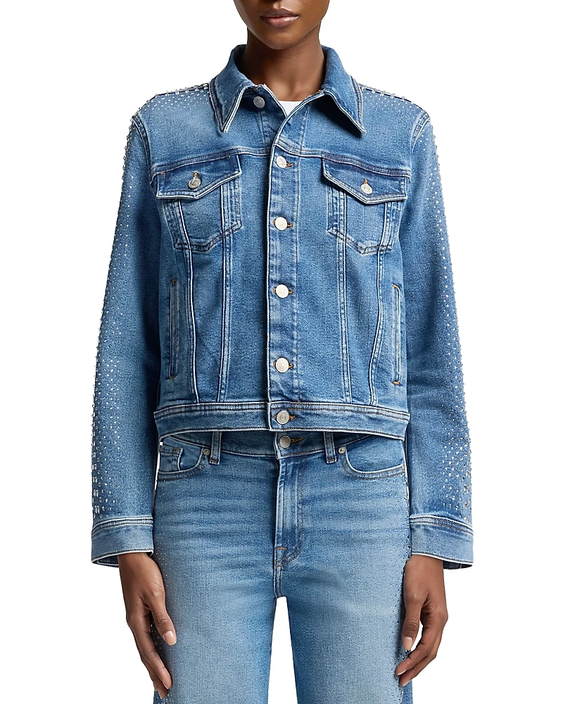 7 For All Mankind Adi Embellished Jean Trucker Jacket