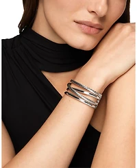 Bold Crossover Multi Row Cuff Bracelet Sterling Silver, 24.4mm