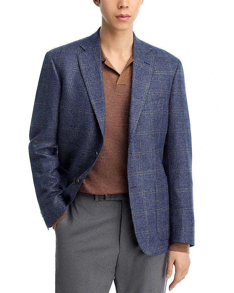 The Men's Store at Bloomingdale's Loro Piana Wool & Silk Fabric Windowpane Unstructured Regular Fit Sport Coat - Exclusive