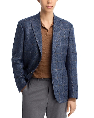 The Men's Store at Bloomingdale's Loro Piana Wool & Silk Fabric Windowpane Unstructured Regular Fit Sport Coat - Exclusive