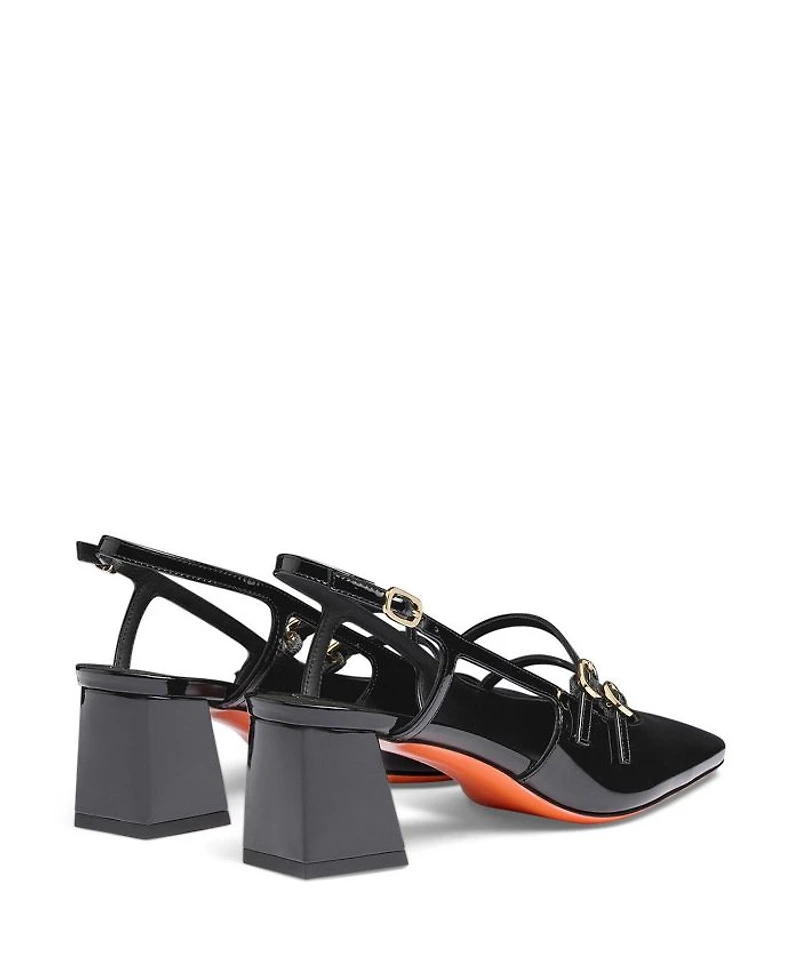 Women's Patent Leather Mid-Heel Slingback