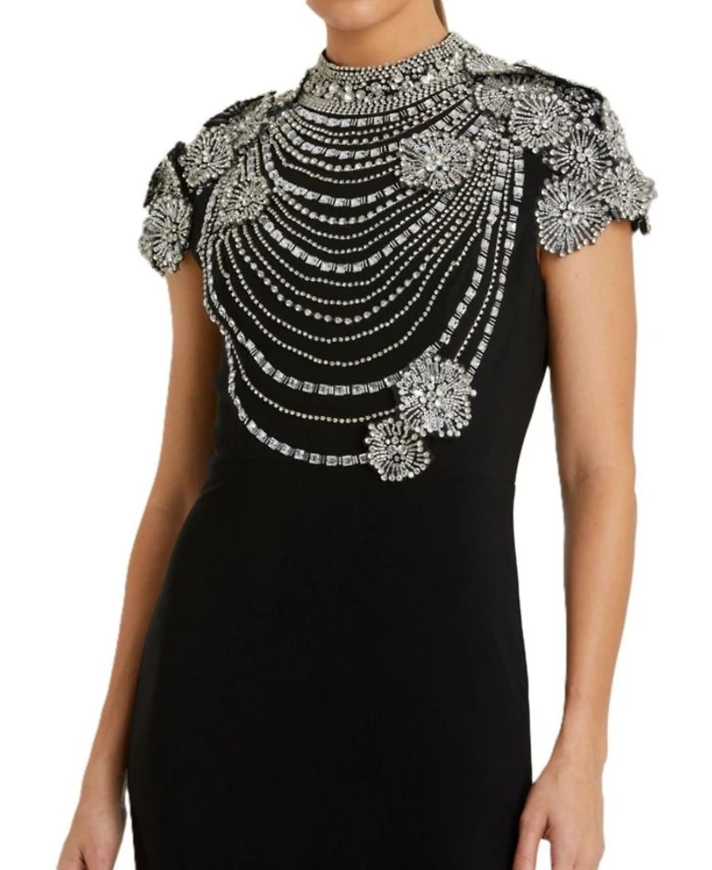 High Neck Embellished Column Gown