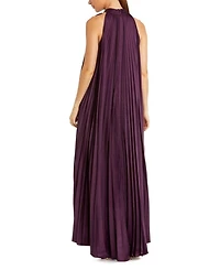 Pleated Halter Neck High Low Gown