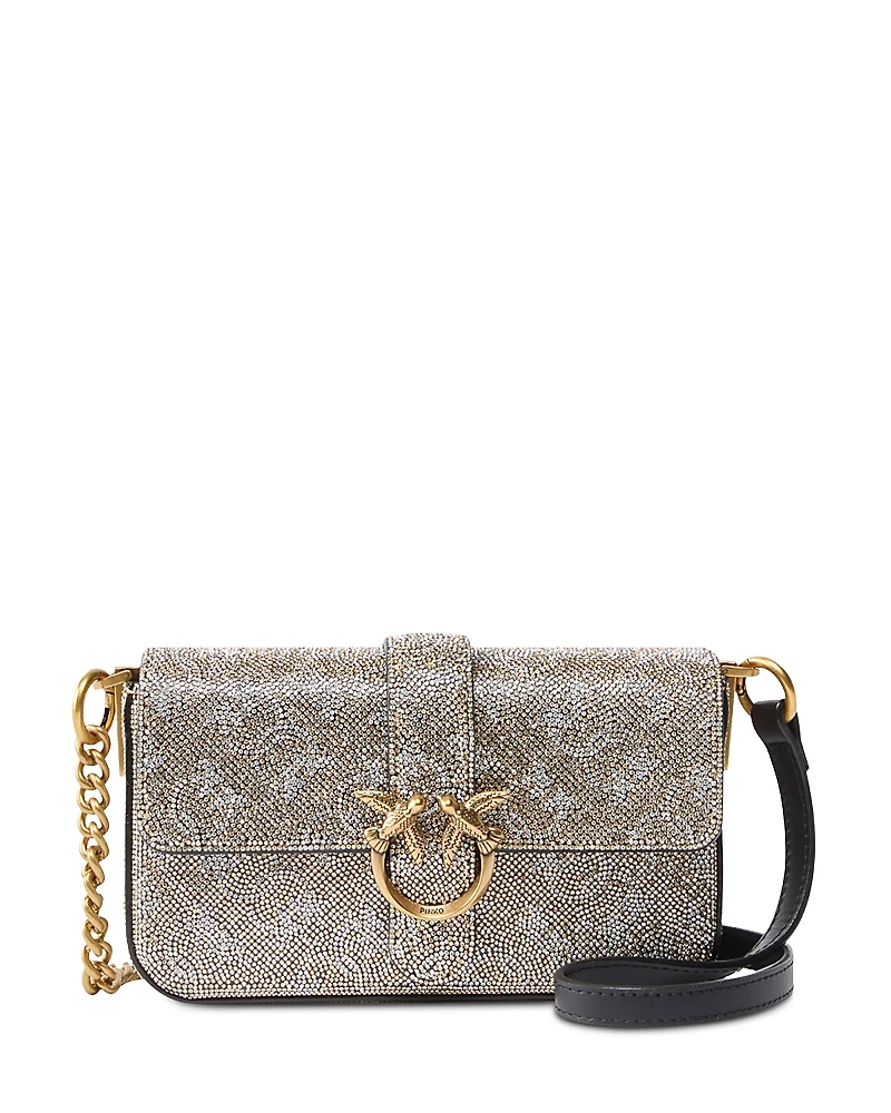 Pinko Love One Slouchy Baby Monogram Leather Crossbody Bag